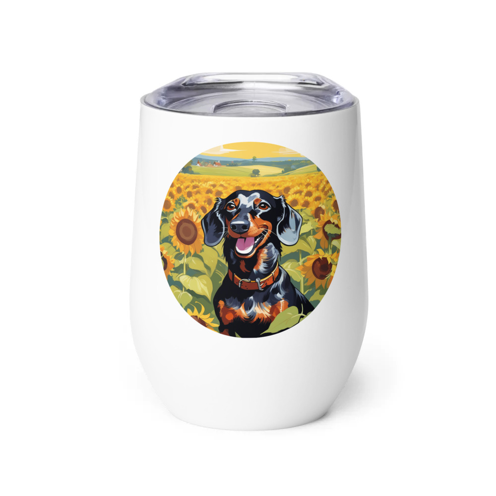 PugMug Custom Black Dachshund Wine Tumbler