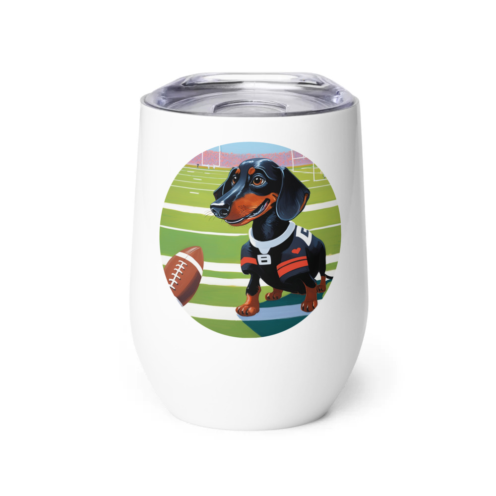 PugMug Custom Black Dachshund Wine Tumbler