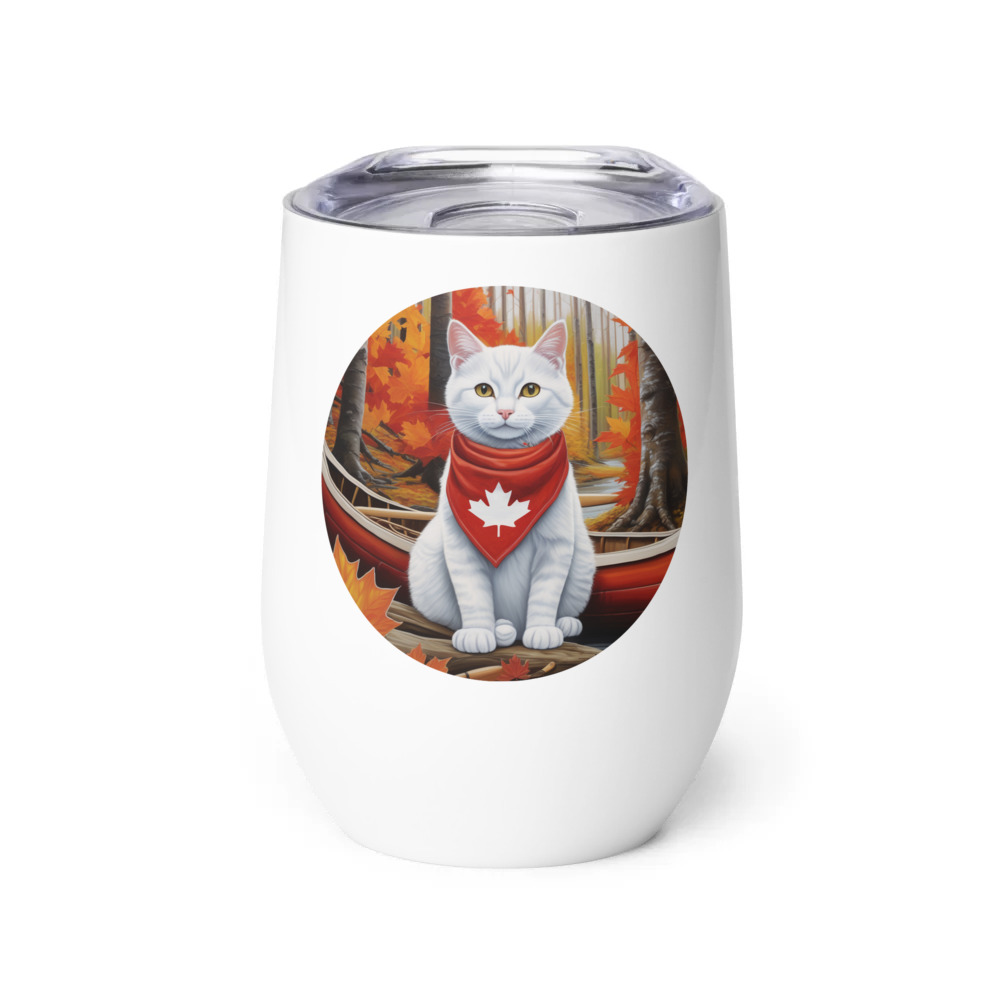 PugMug Custom White Companion Cat Wine Tumbler