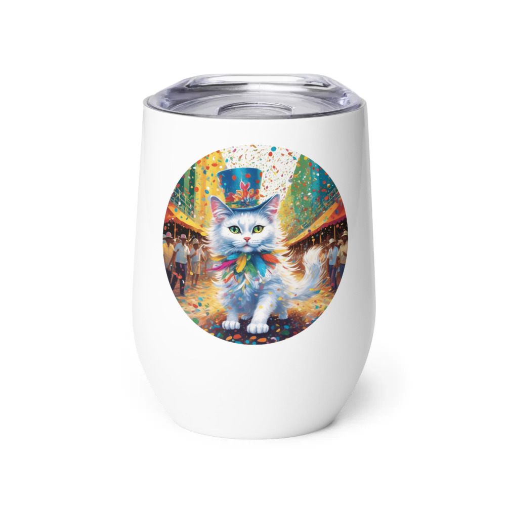 PugMug Custom White Companion Cat Wine Tumbler