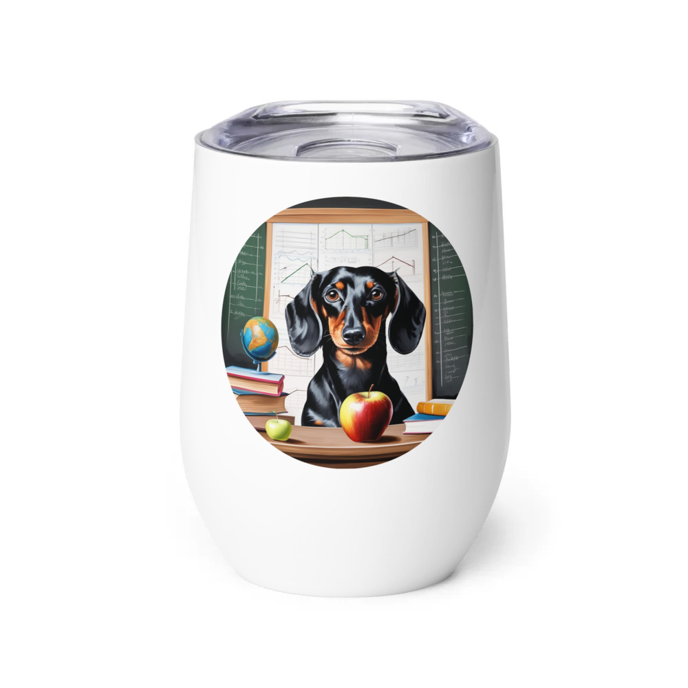 PugMug Custom Black Dachshund Wine Tumbler