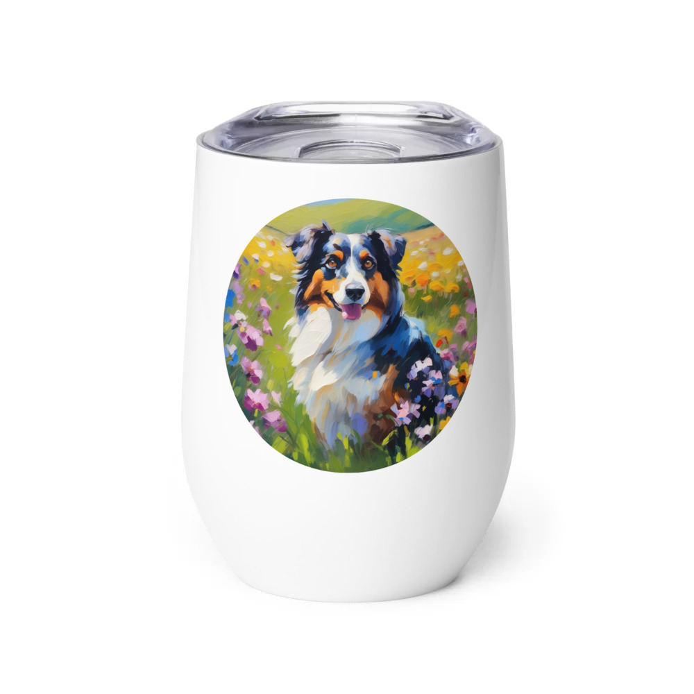 PugMug Custom Miniature American Shepherd Wine Tumbler