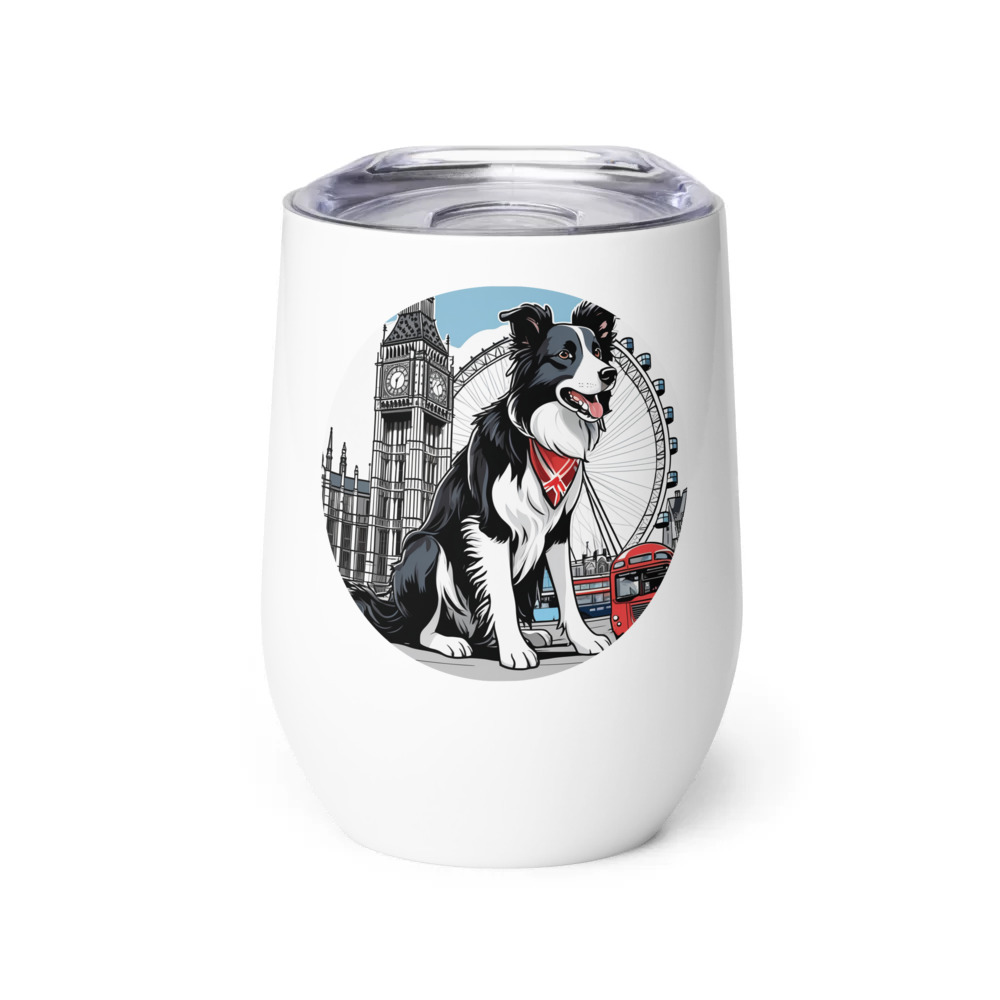 PugMug Custom Border Collie Wine Tumbler