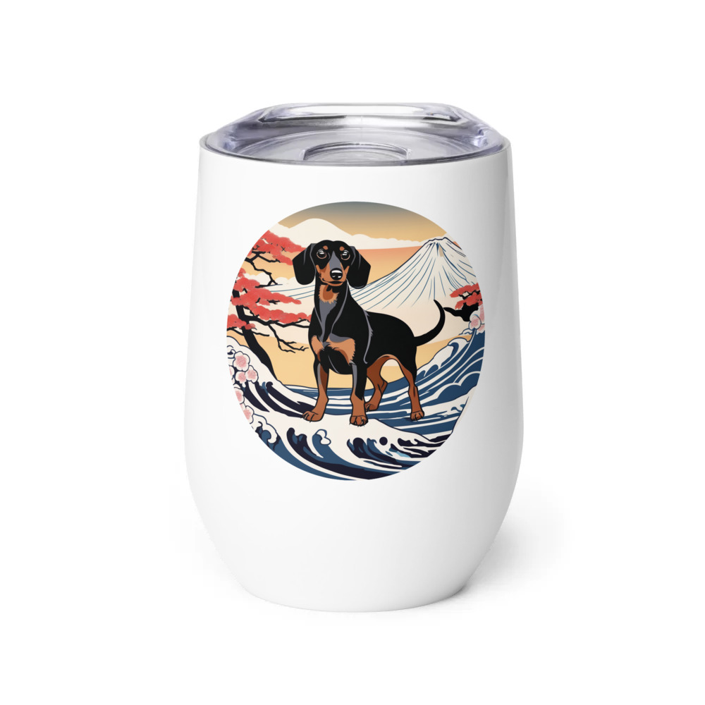 PugMug Custom Black Dachshund Wine Tumbler