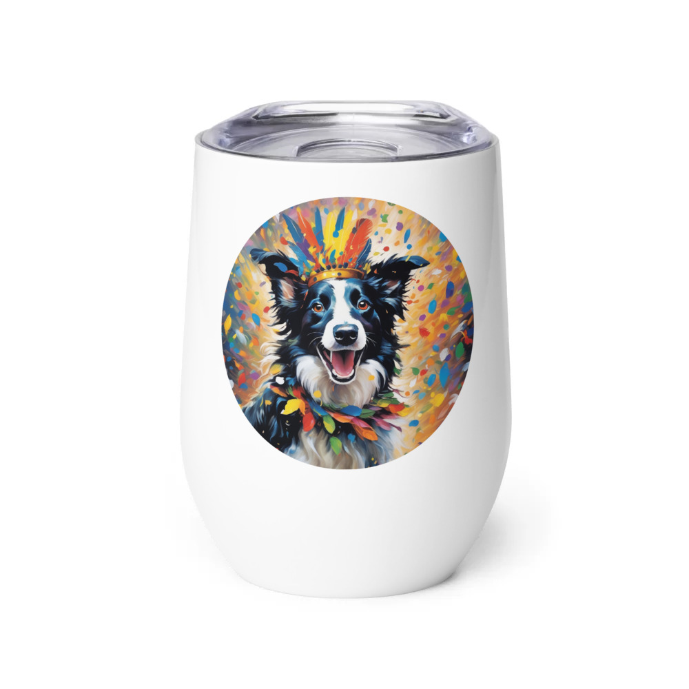 PugMug Custom Border Collie Wine Tumbler