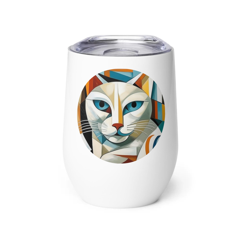 PugMug Custom White Companion Cat Wine Tumbler