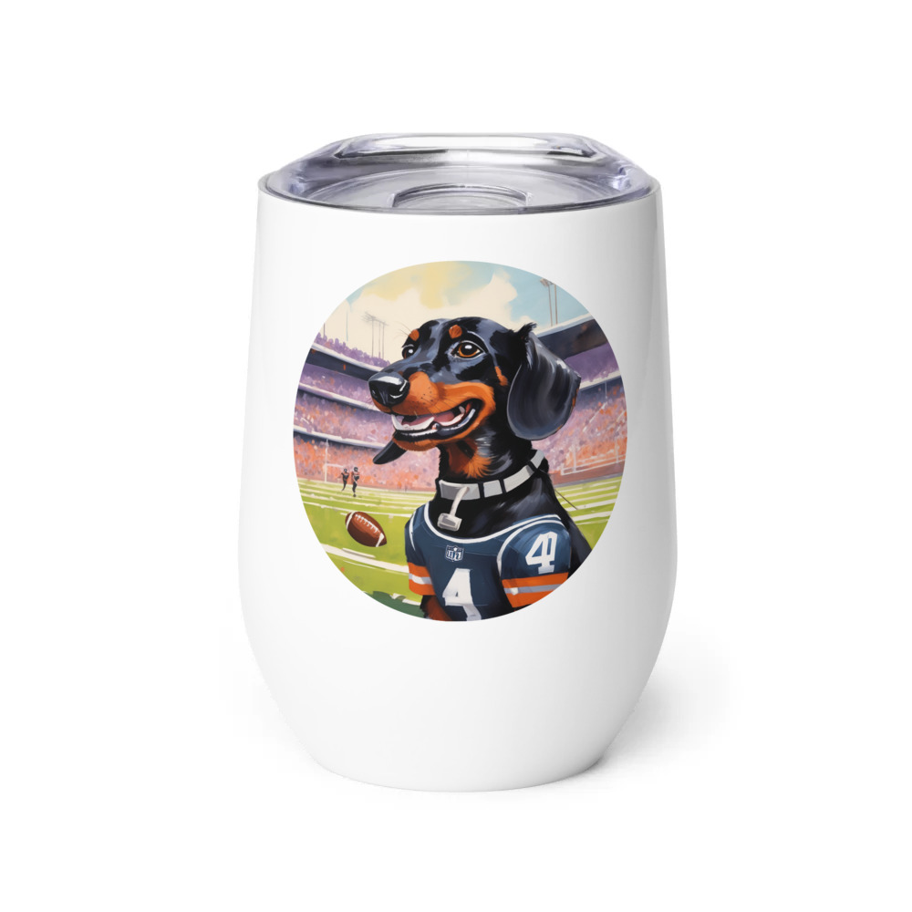 PugMug Custom Black Dachshund Wine Tumbler