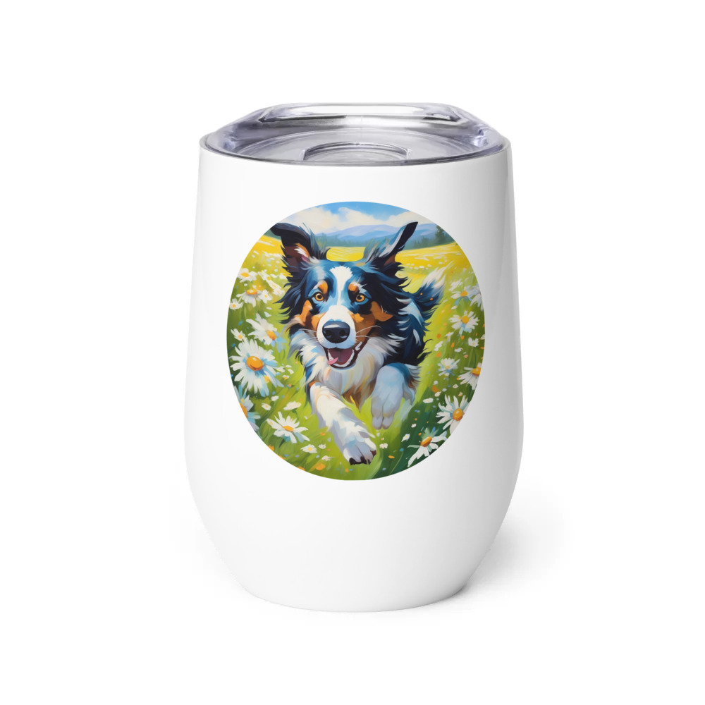 PugMug Custom Border Collie Wine Tumbler