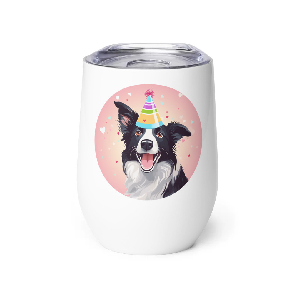 PugMug Custom Border Collie Wine Tumbler
