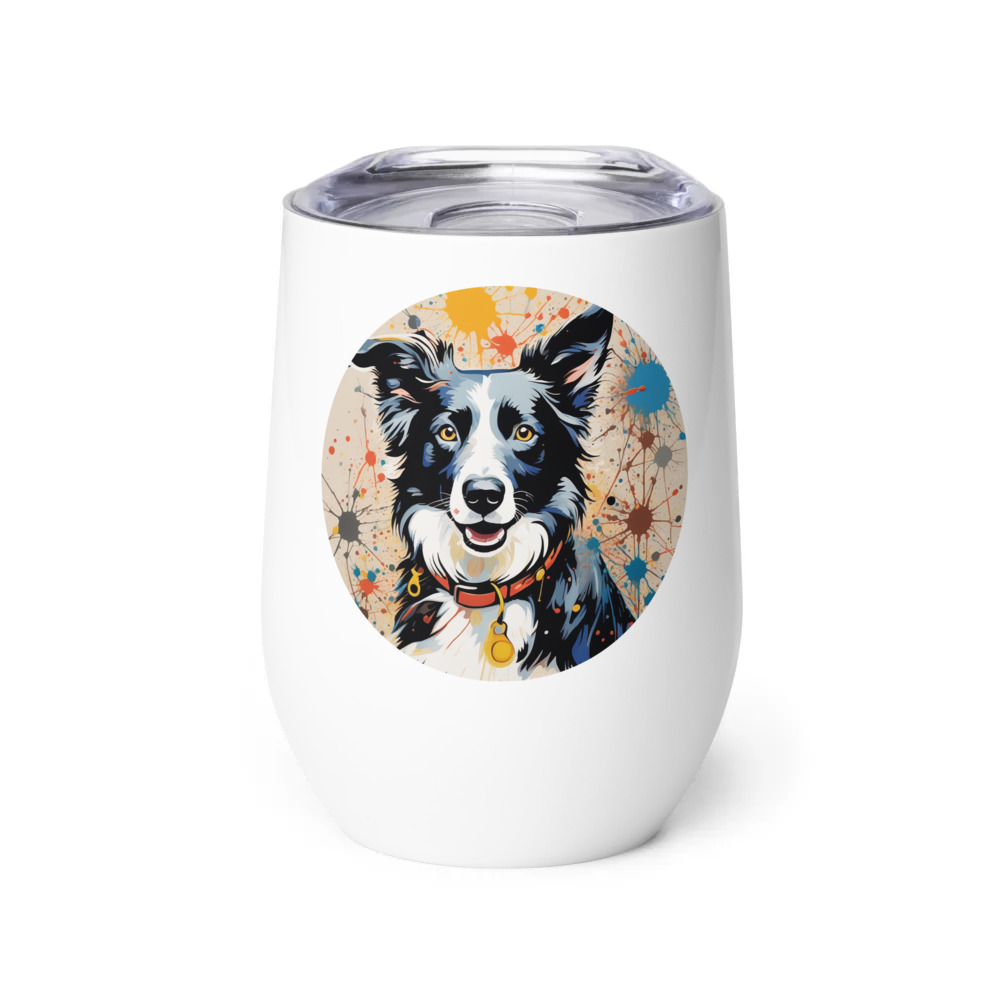 PugMug Custom Border Collie Wine Tumbler
