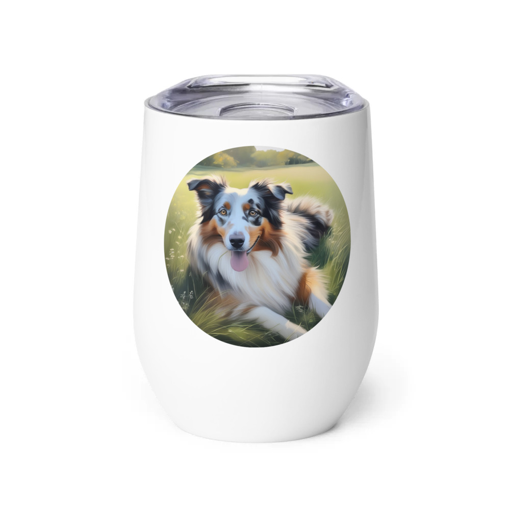 PugMug Custom Australian Shepherd Dog Wine Tumbler