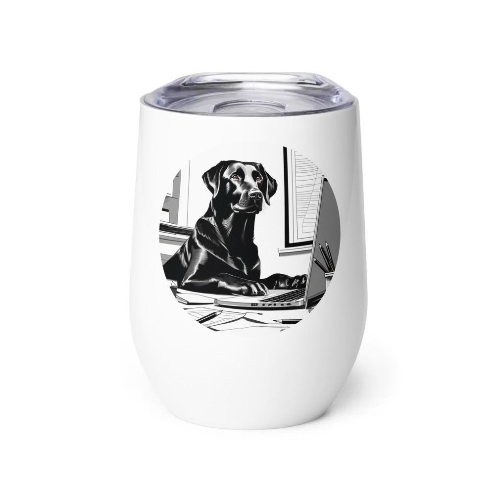 PugMug Custom Black Labrador Retriever Wine Tumbler
