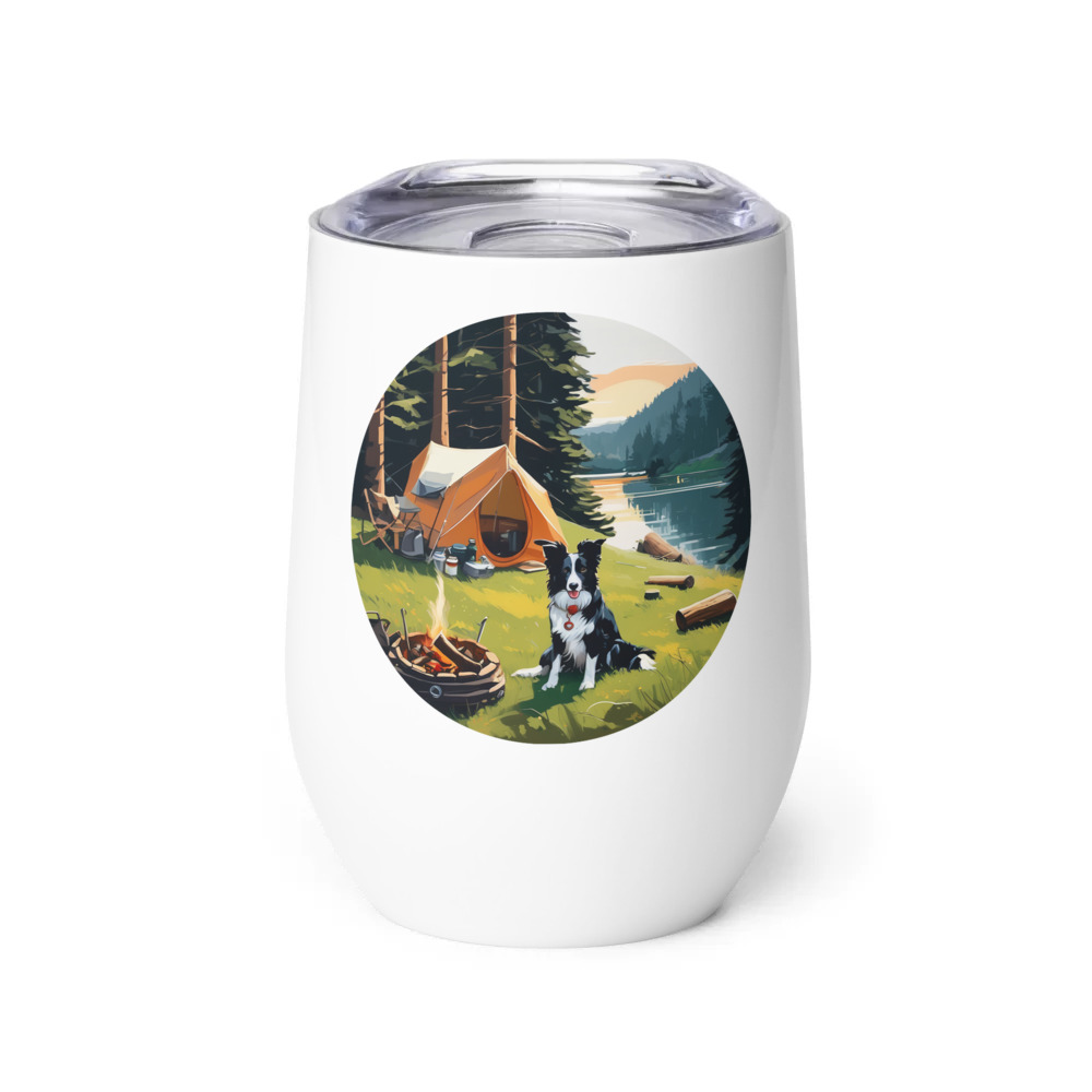 PugMug Custom Border Collie Wine Tumbler