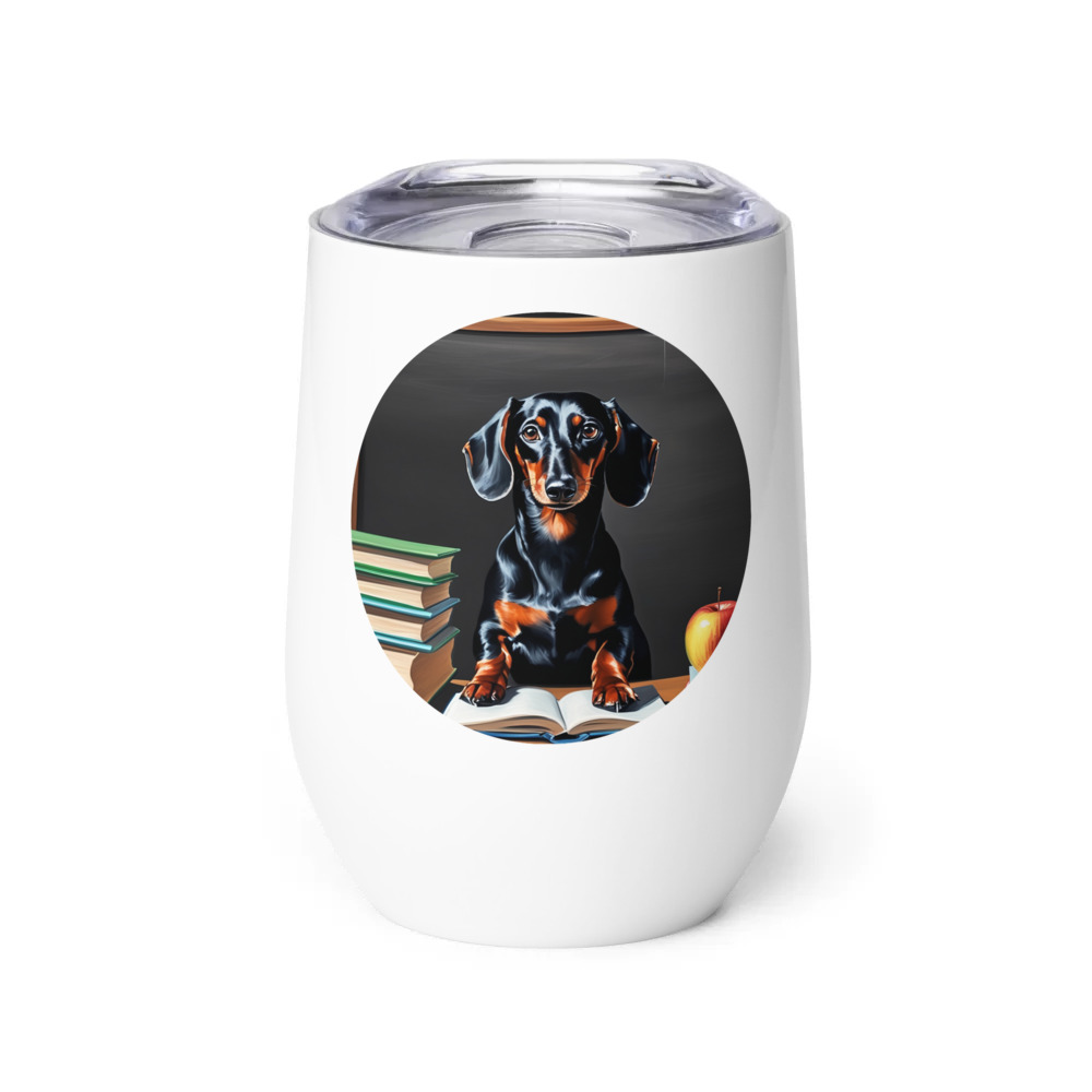 PugMug Custom Black Dachshund Wine Tumbler