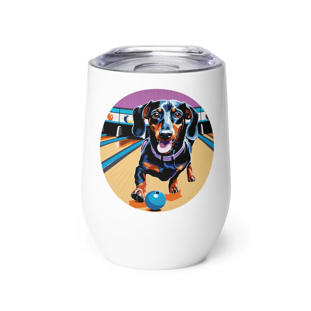 PugMug Custom Black Dachshund Wine Tumbler