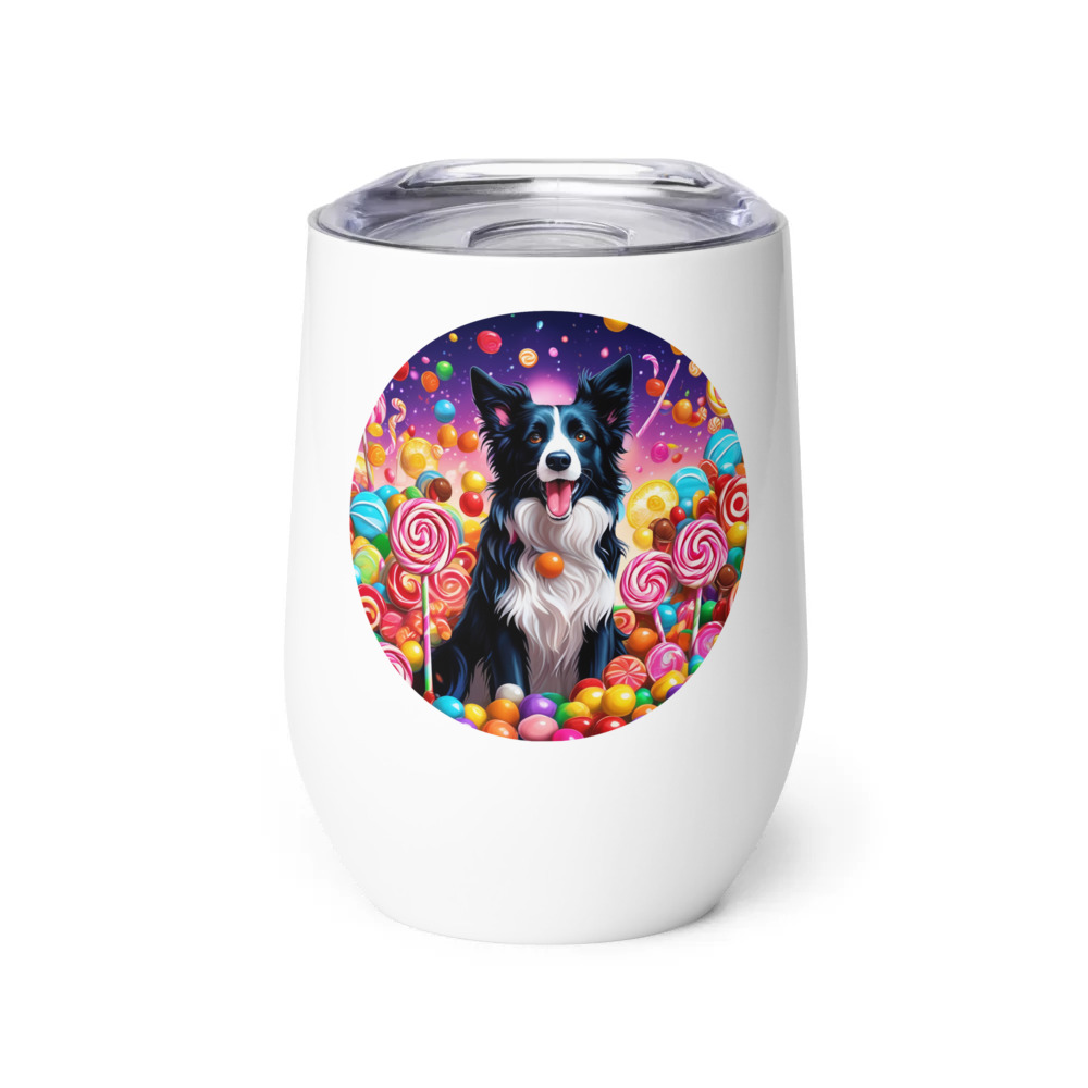 PugMug Custom Border Collie Wine Tumbler
