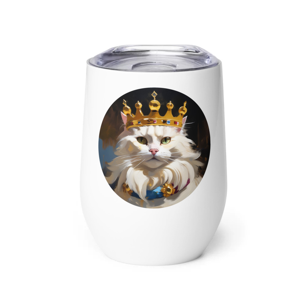 PugMug Custom White Companion Cat Wine Tumbler