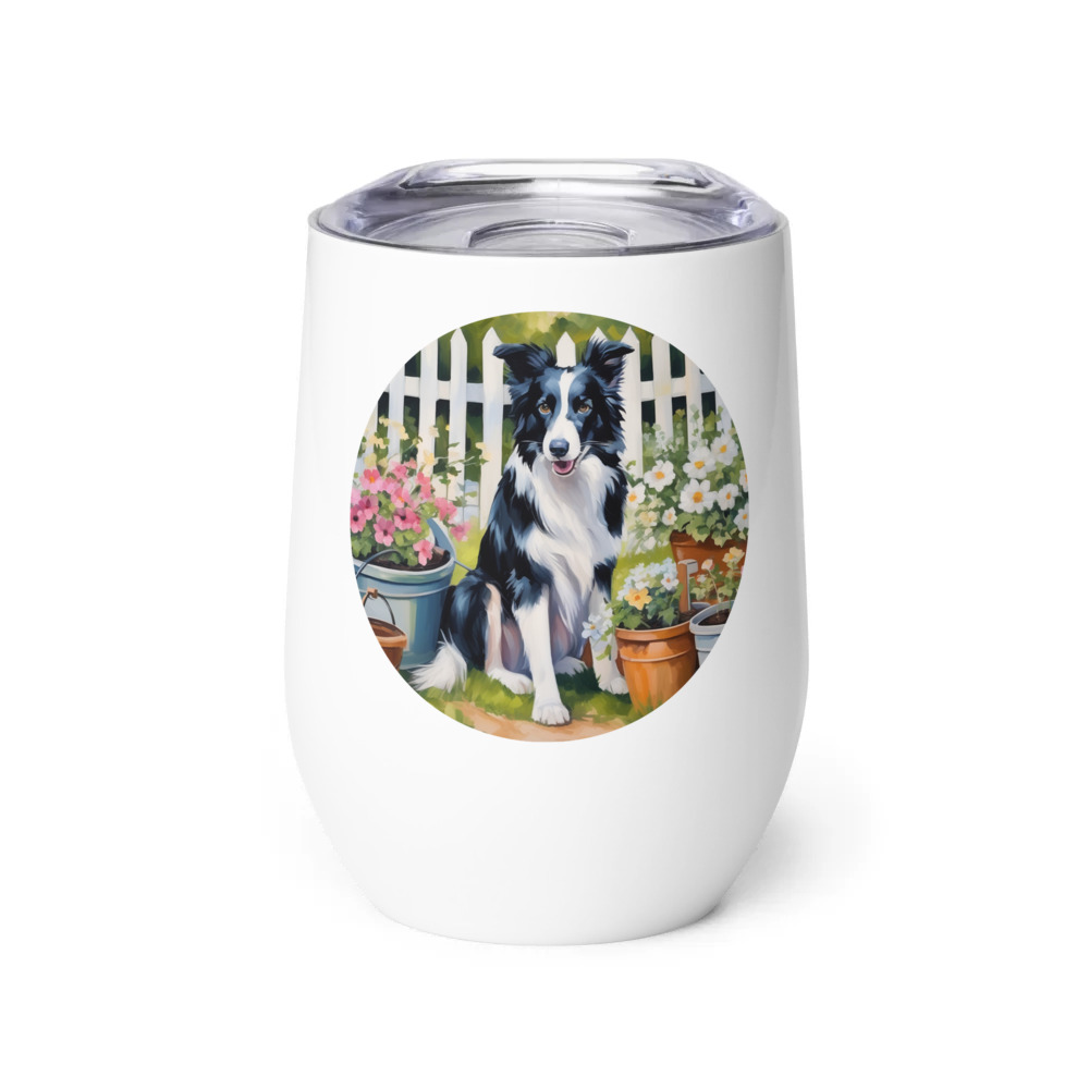 PugMug Custom Border Collie Wine Tumbler