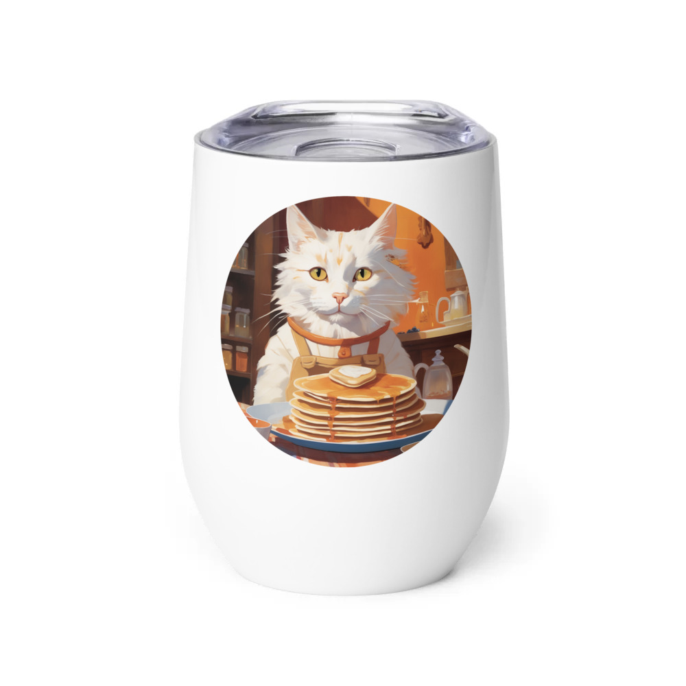 PugMug Custom White Companion Cat Wine Tumbler