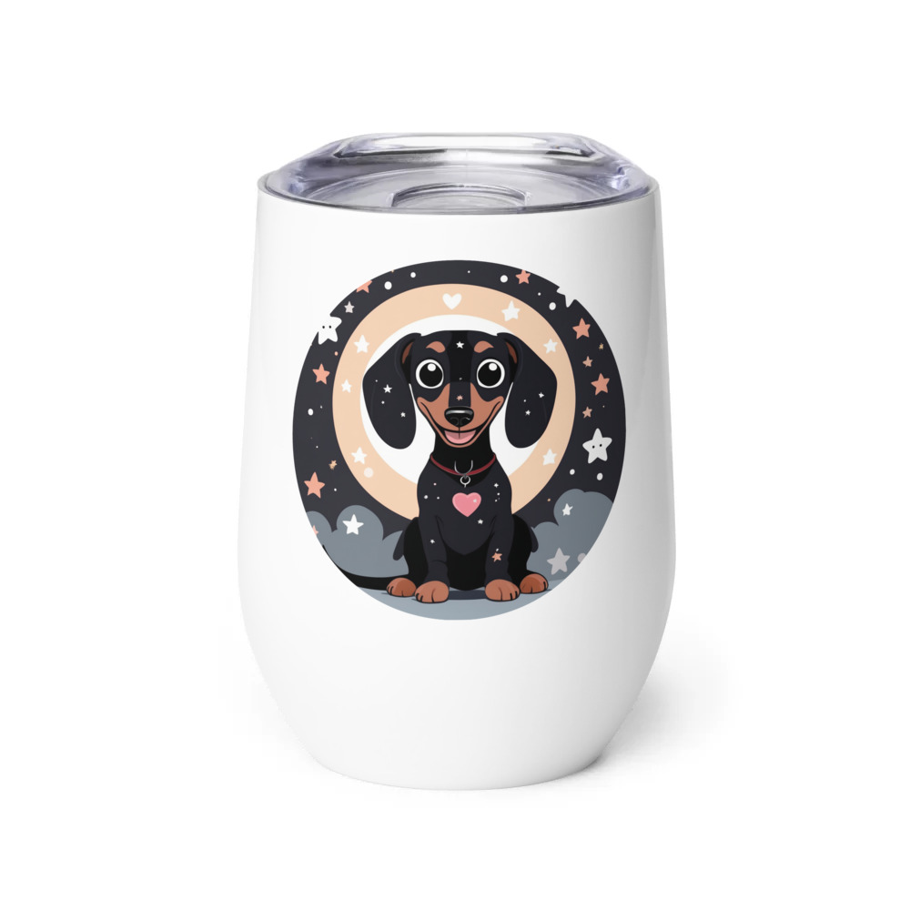PugMug Custom Black Dachshund Wine Tumbler