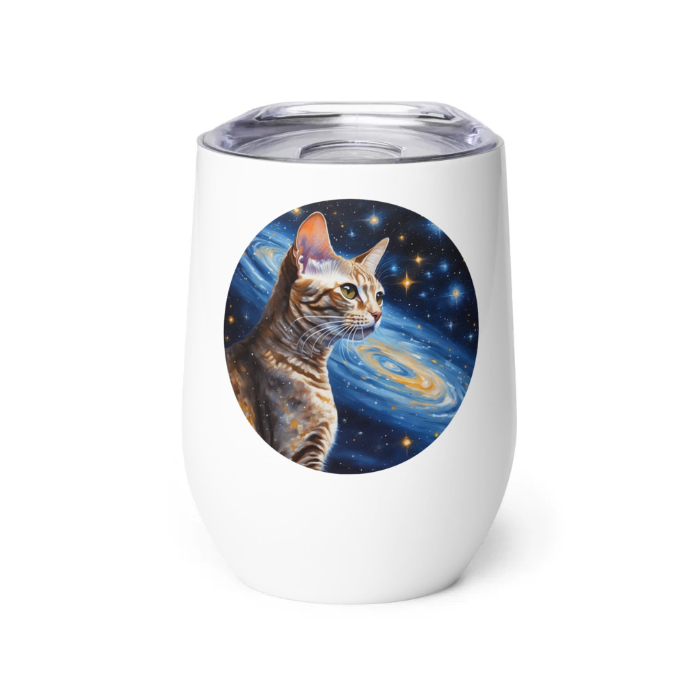 PugMug Custom Tabby Devon Rex Cat Wine Tumbler