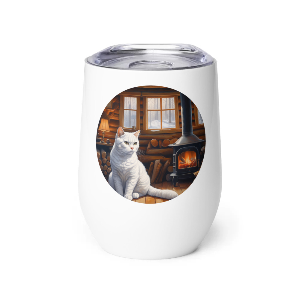 PugMug Custom White British Shorthair Cat Wine Tumbler