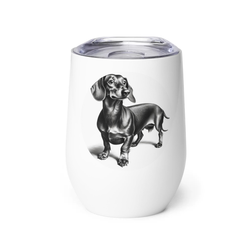 PugMug Custom Black Dachshund Wine Tumbler