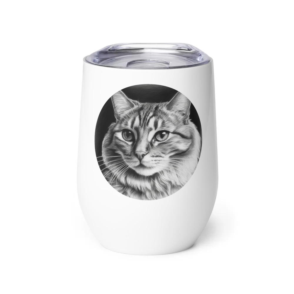 PugMug Custom Tabby Companion Cat Wine Tumbler