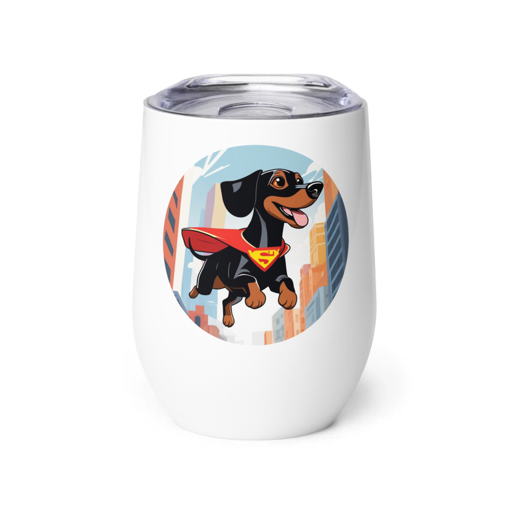 PugMug Custom Black Dachshund Wine Tumbler