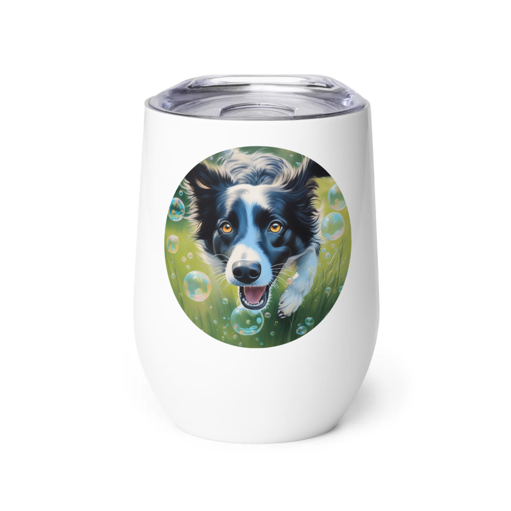PugMug Custom Border Collie Wine Tumbler