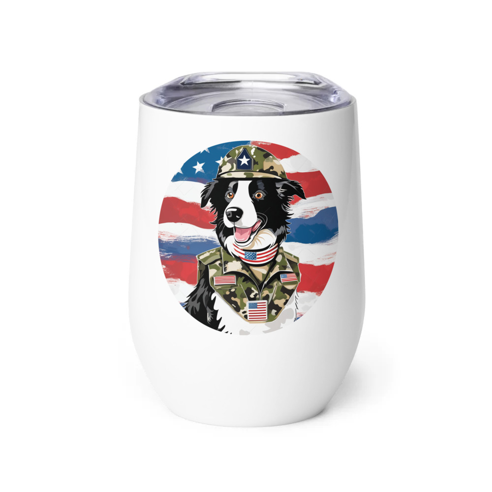 PugMug Custom Border Collie Wine Tumbler