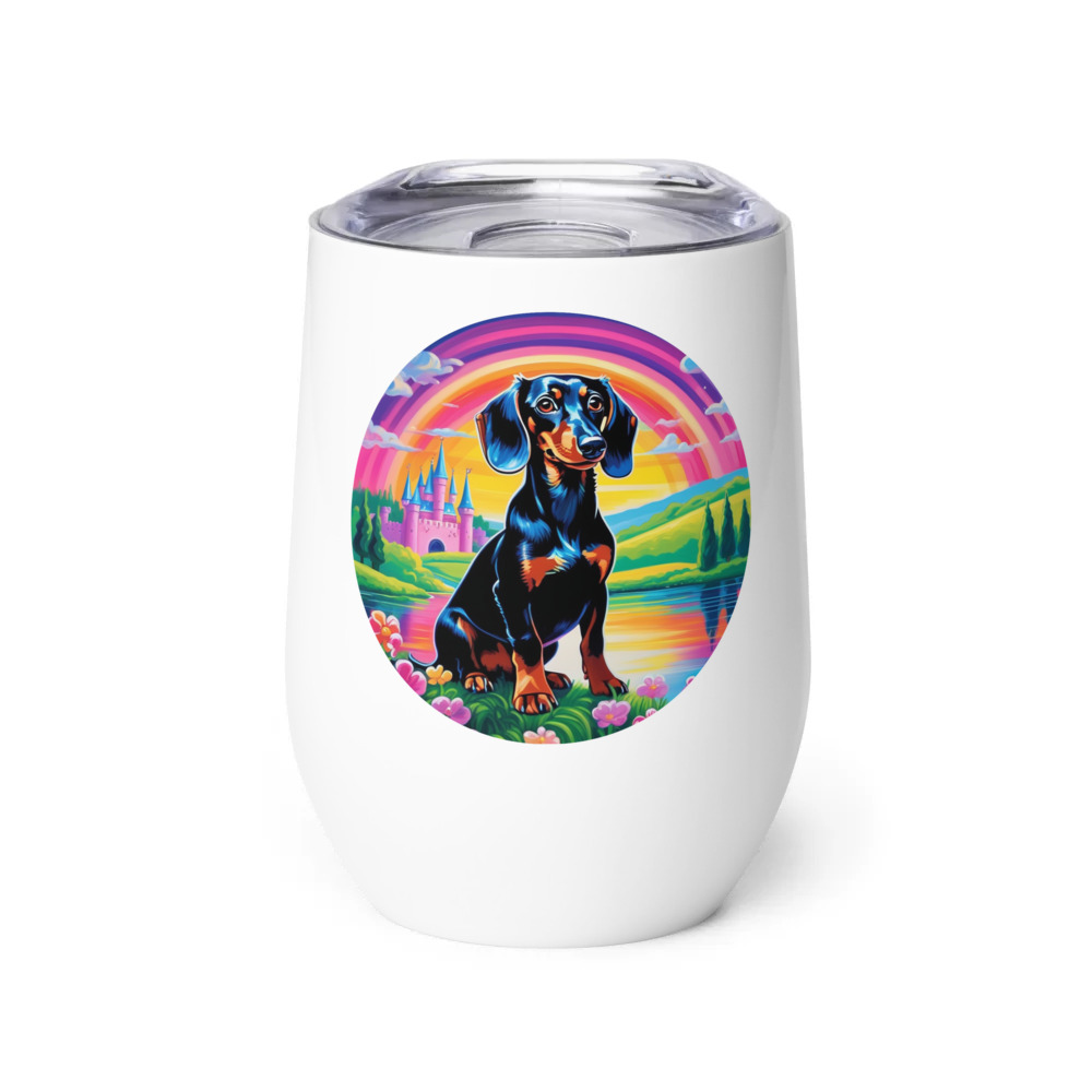 PugMug Custom Black Dachshund Wine Tumbler