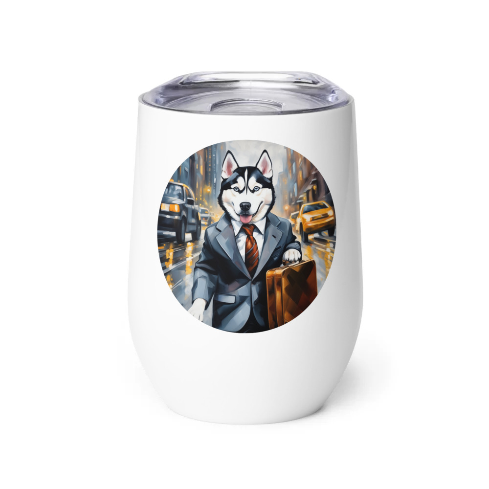 PugMug Custom Siberian Husky Wine Tumbler