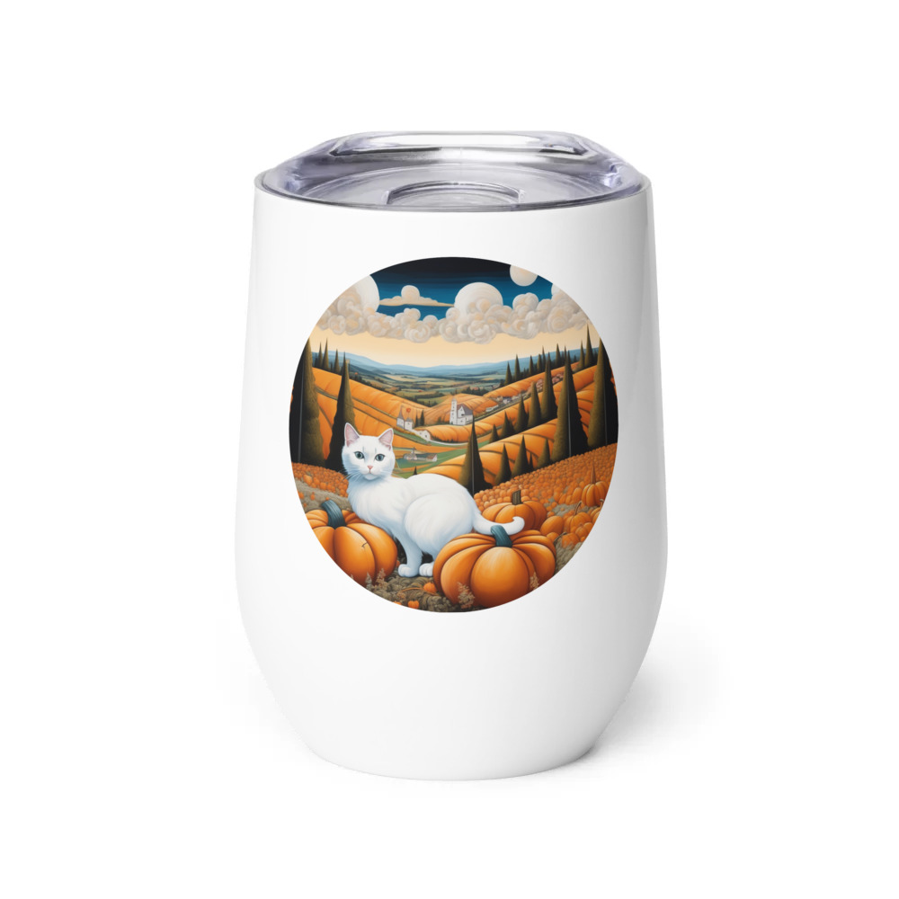PugMug Custom White Companion Cat Wine Tumbler