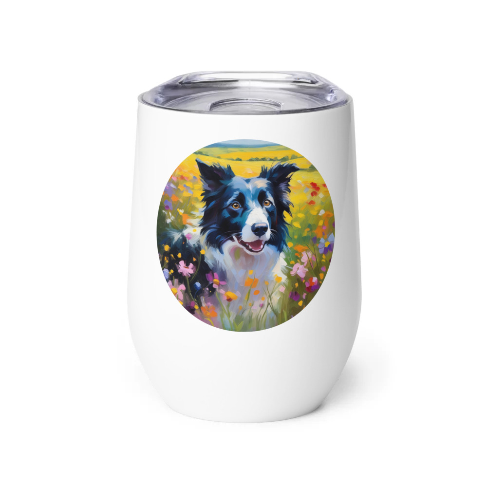 PugMug Custom Border Collie Wine Tumbler