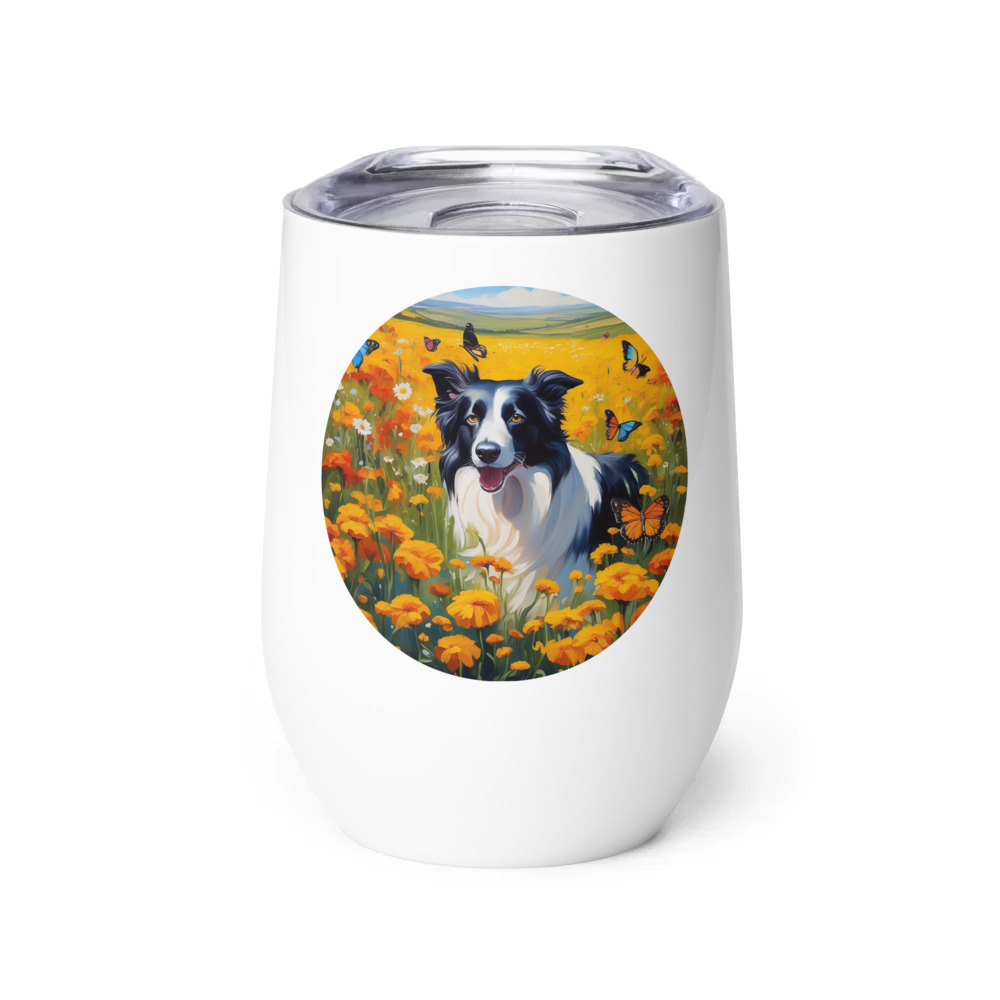 PugMug Custom Border Collie Wine Tumbler
