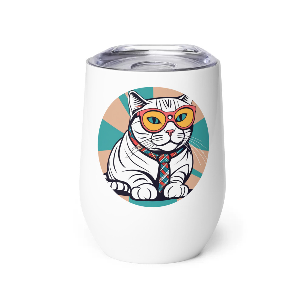 PugMug Custom Tabby Scottish Fold Cat Wine Tumbler