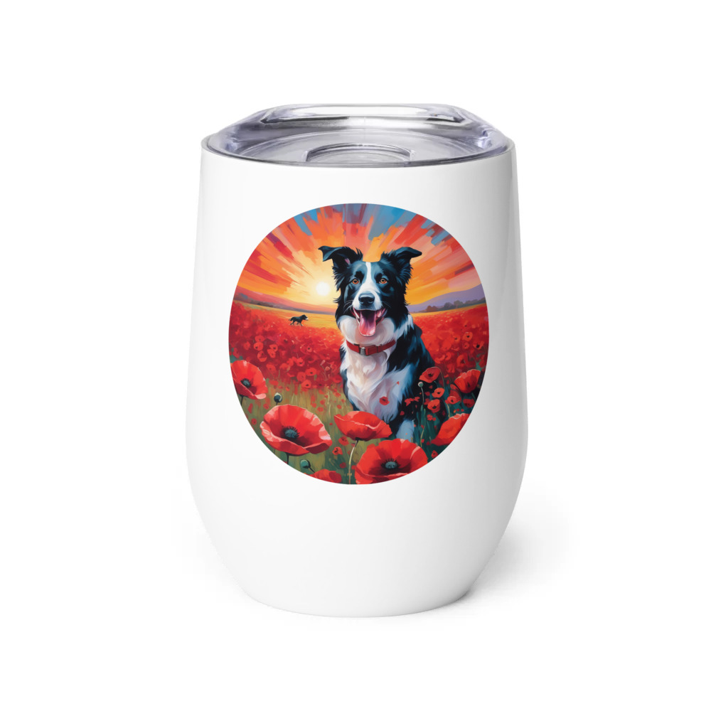 PugMug Custom Border Collie Wine Tumbler
