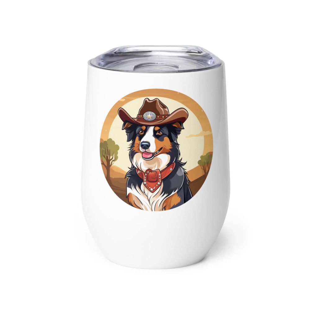 PugMug Custom Australian Shepherd Dog Wine Tumbler