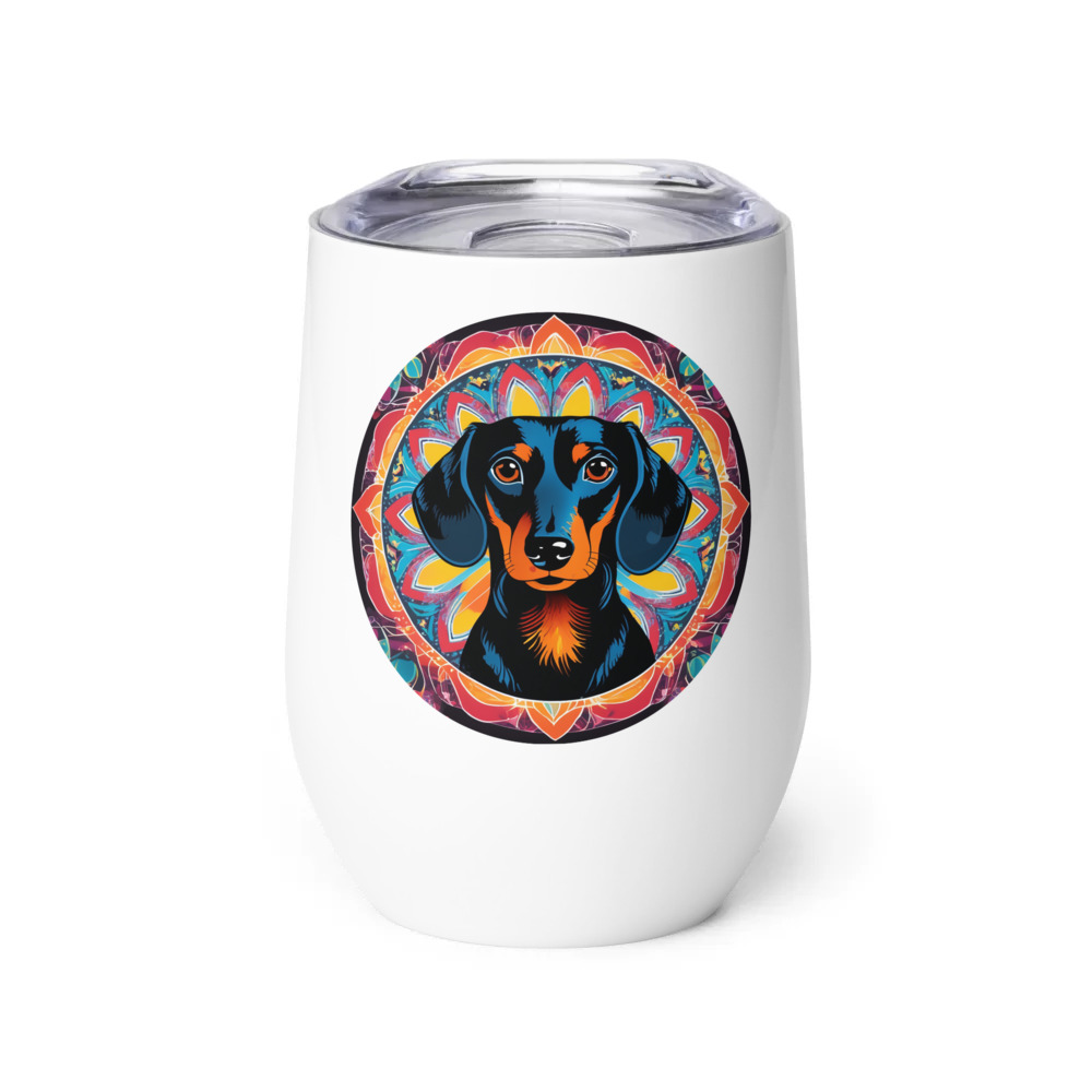 PugMug Custom Black Dachshund Wine Tumbler