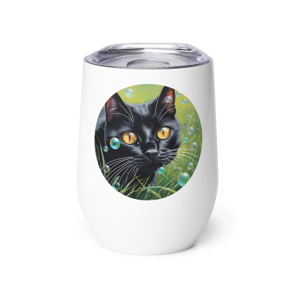 PugMug Custom Black American Shorthair Cat Wine Tumbler
