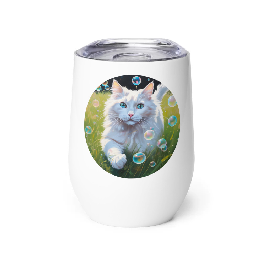 PugMug Custom White Ragdoll Cat Wine Tumbler