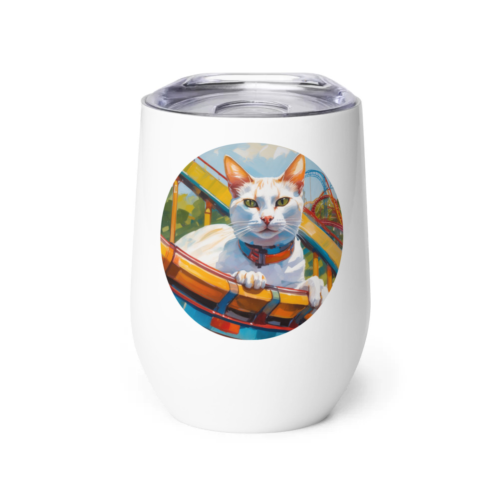 PugMug Custom White Abyssinian Cat Wine Tumbler