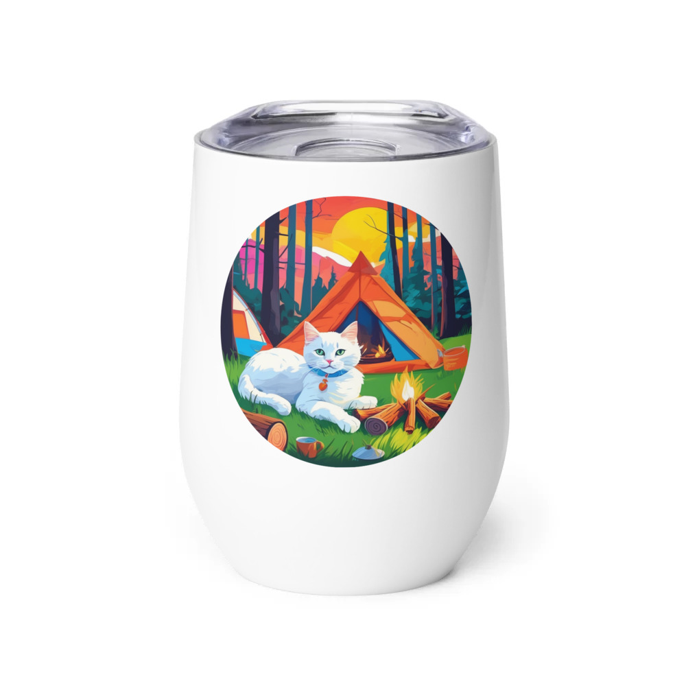 PugMug Custom White Companion Cat Wine Tumbler