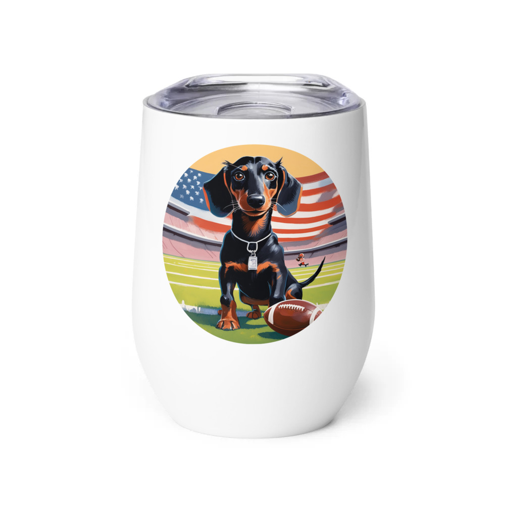 PugMug Custom Black Dachshund Wine Tumbler