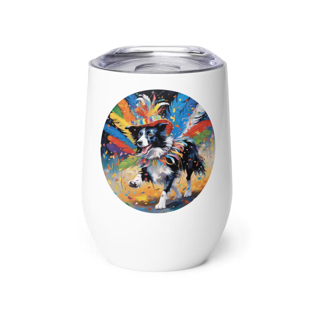 PugMug Custom Border Collie Wine Tumbler