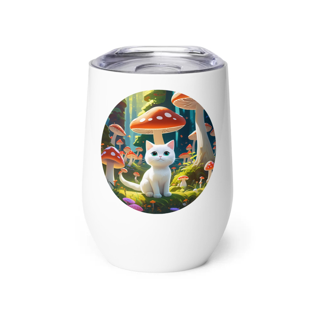 PugMug Custom White Companion Cat Wine Tumbler