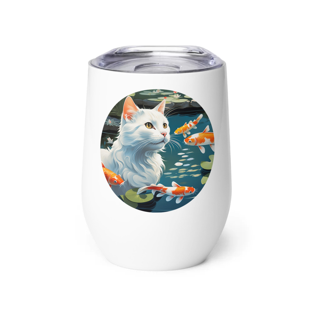 PugMug Custom White Companion Cat Wine Tumbler