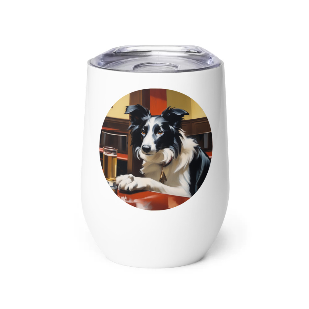 PugMug Custom Border Collie Wine Tumbler