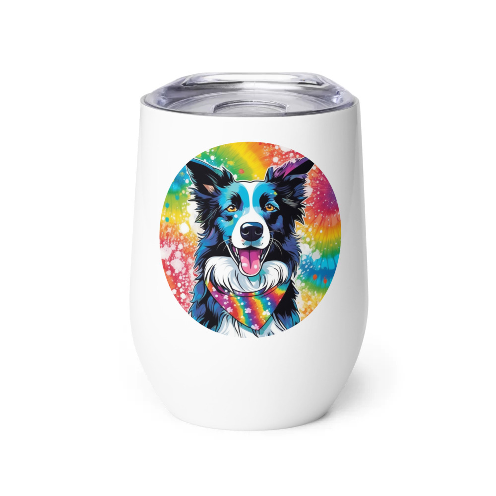 PugMug Custom Border Collie Wine Tumbler
